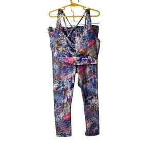 Athleta Energy Bra & High-Rise Leggings Set Floral Multi-Color Size XS